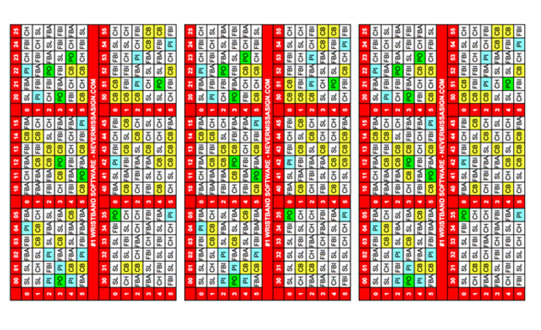 Printable Softball Wristband Playbook Template